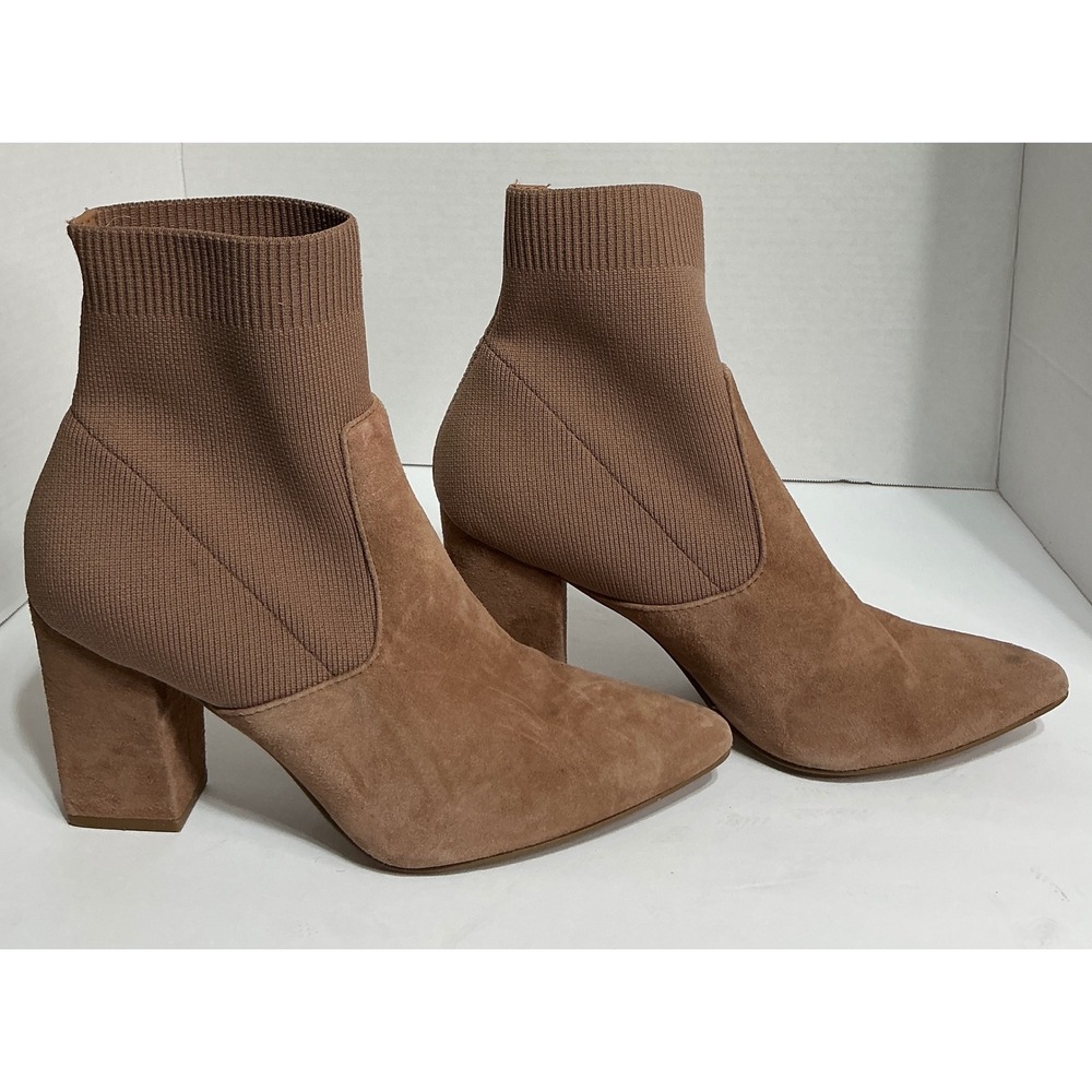 Steve Madden Womens Suede Knit Sock Booties Tan Size 9M Boho Rustic Western